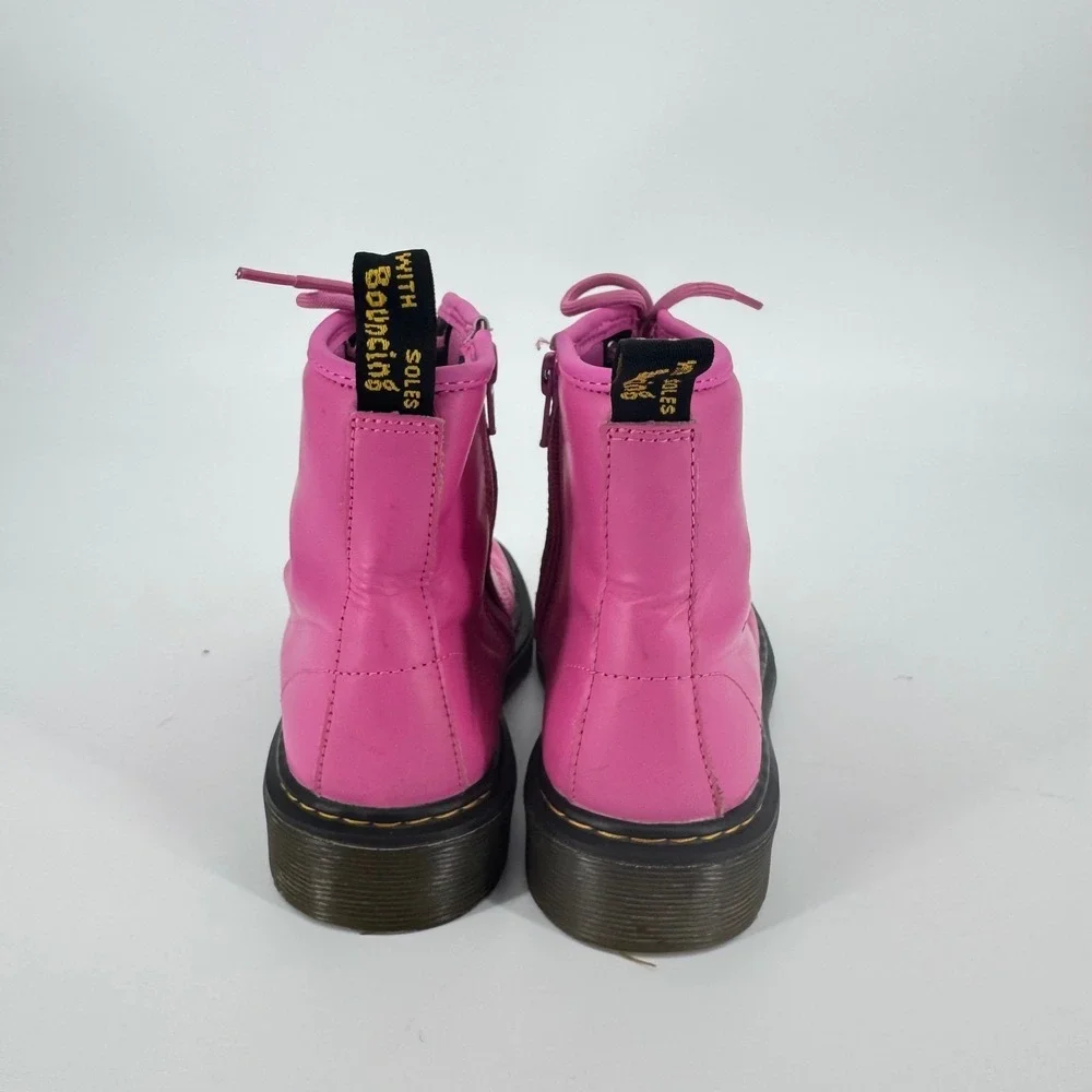 Dr. Martens Kids 1460 Delaney Hot Pink Leather Lace Up Zip Boots 25634 Size 3 US